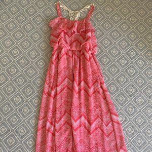 Ruffly pink summer maxi dress